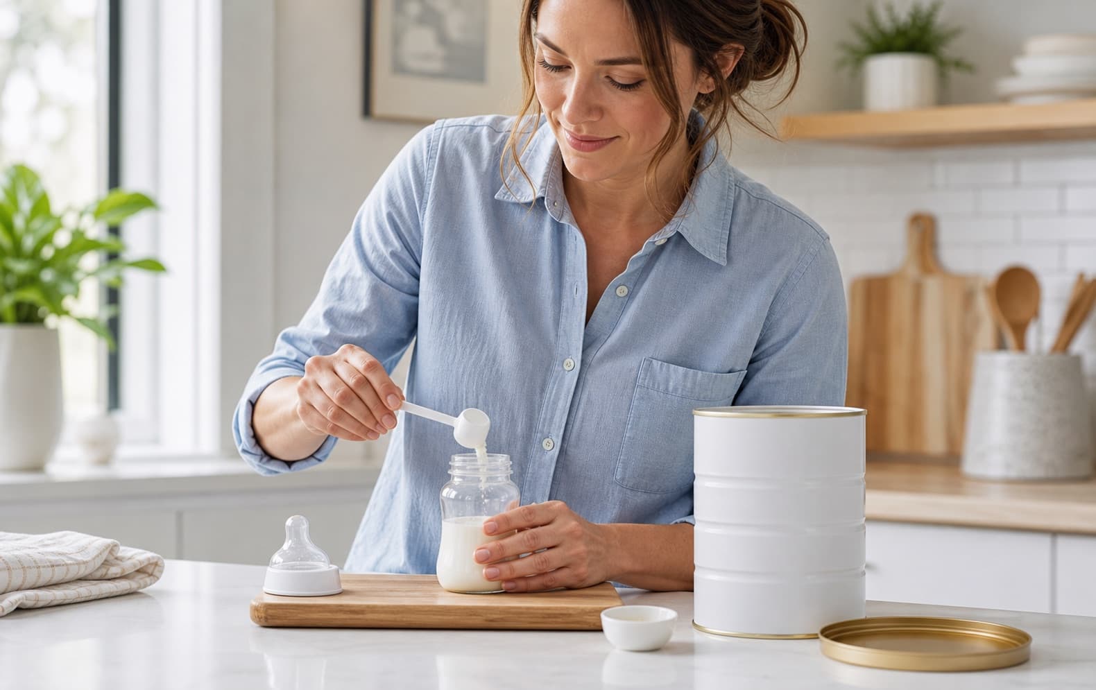 Parent preparing an early-life nutrition product