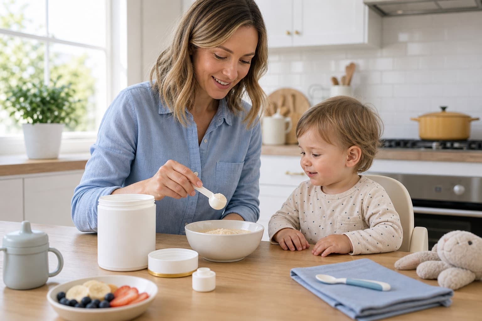 Parent preparing a young-child nutrition food